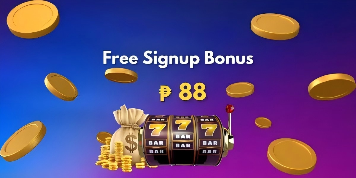 Purple first-deposit bonus artwork with coins and a gift box